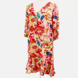 M BY MAIOCCI Floral Print V-Neck Shift Tunic Dress - Retail $420 - NWT